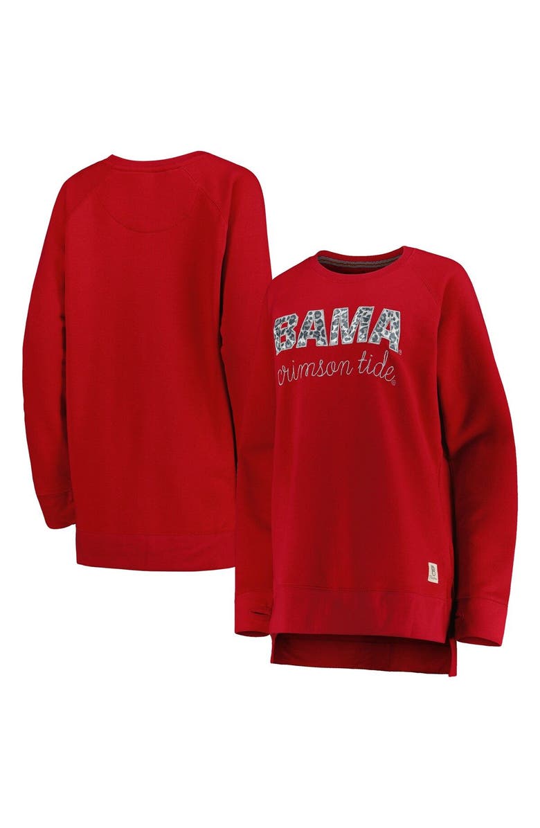 PRESSBOX Women's Pressbox Crimson Alabama Crimson Tide Steamboat Animal Print Raglan Pullover Sweatshirt, Main, color,