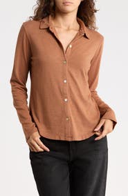 Bella Dahl Cotton Knit Button-Up Shirt