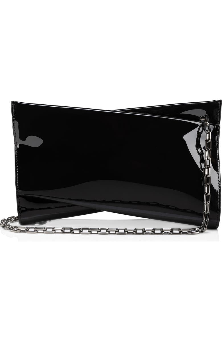 Christian Louboutin Small Loubitwist Patent Leather Clutch, Main, color, Black