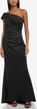 Eliza J One-Shoulder Ruched Gown