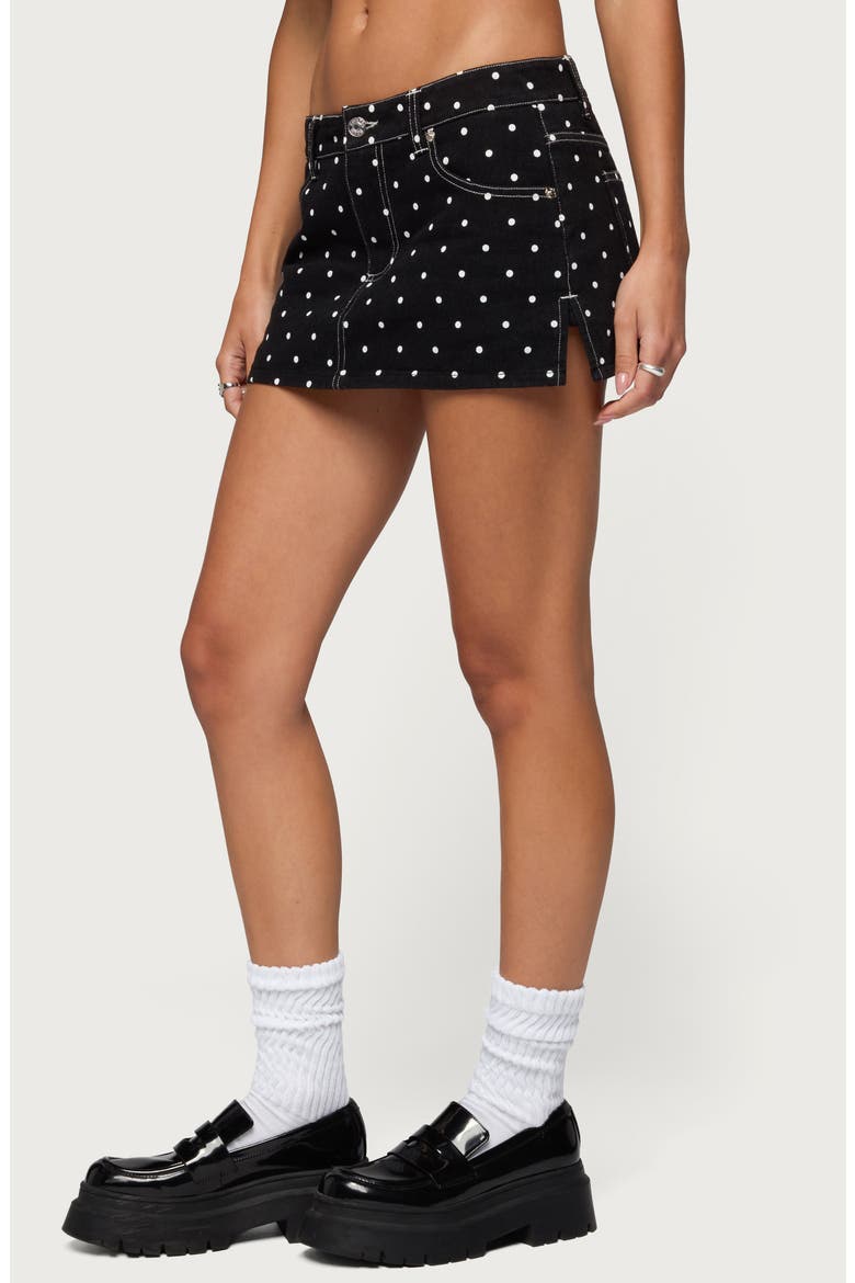 Freada Polka Dot Denim Miniskort, Alternate, color, BLACK-AND-WHITE