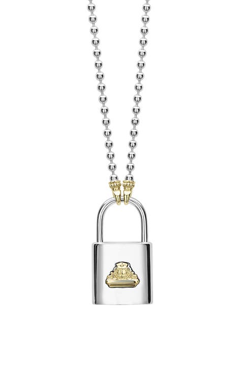 Beloved Large Lock Two-Tone Pendant Necklace