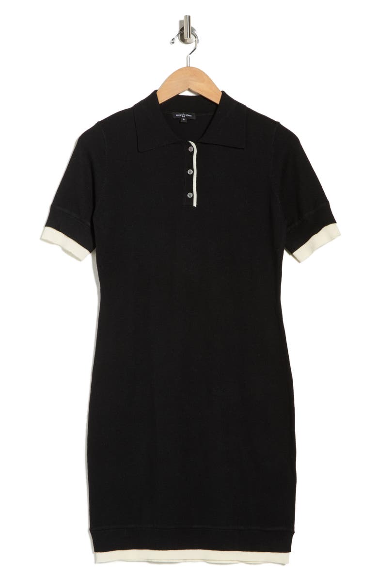 AREA STARS Trim Polo Dress, Alternate, color, Black Ivory