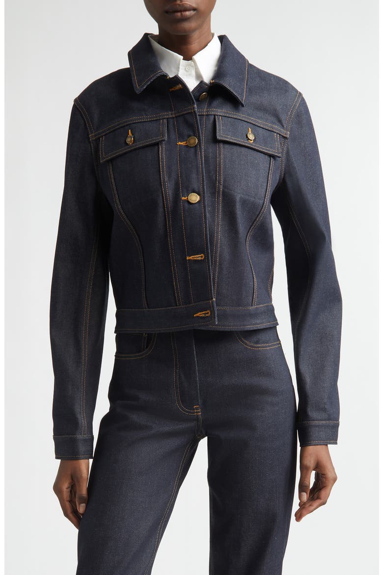 Shrunken Denim Jacket, Main, color, NAVY