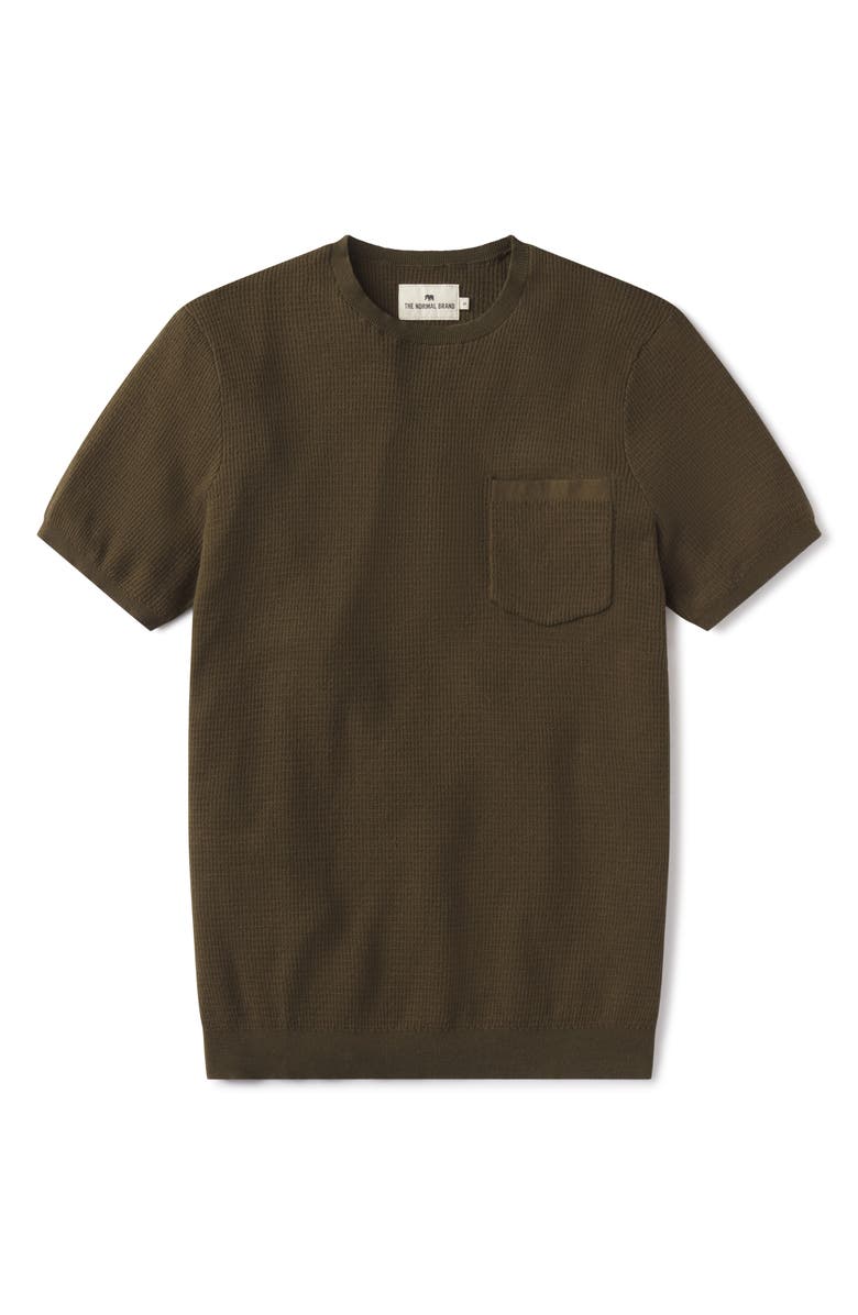 The Normal Brand Waffle Stitch Short Sleeve Sweater, Alternate, color, Olive
