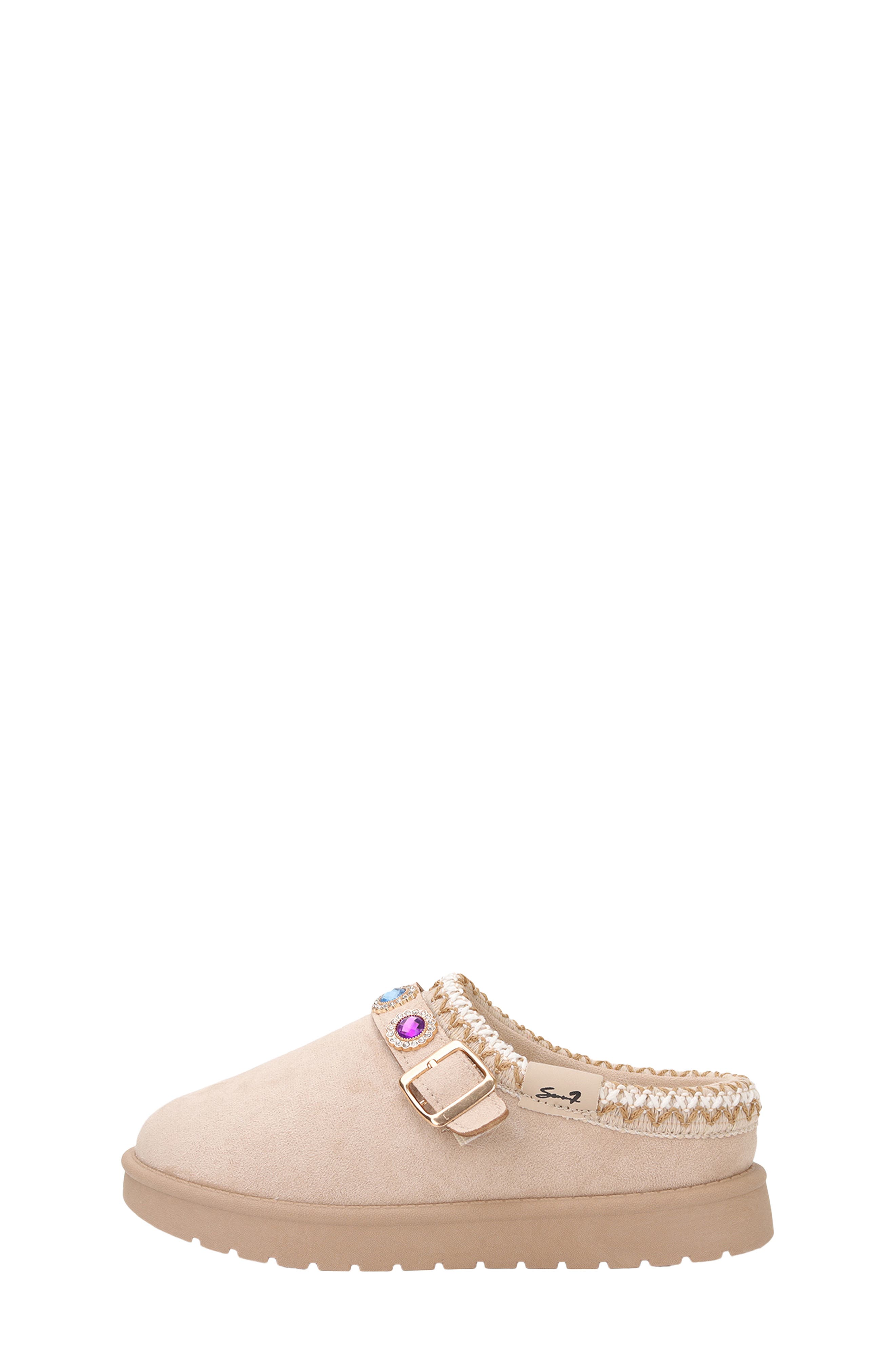 Kids' Denver Gem Buckle Faux Suede Clog, Alternate, color, SAND