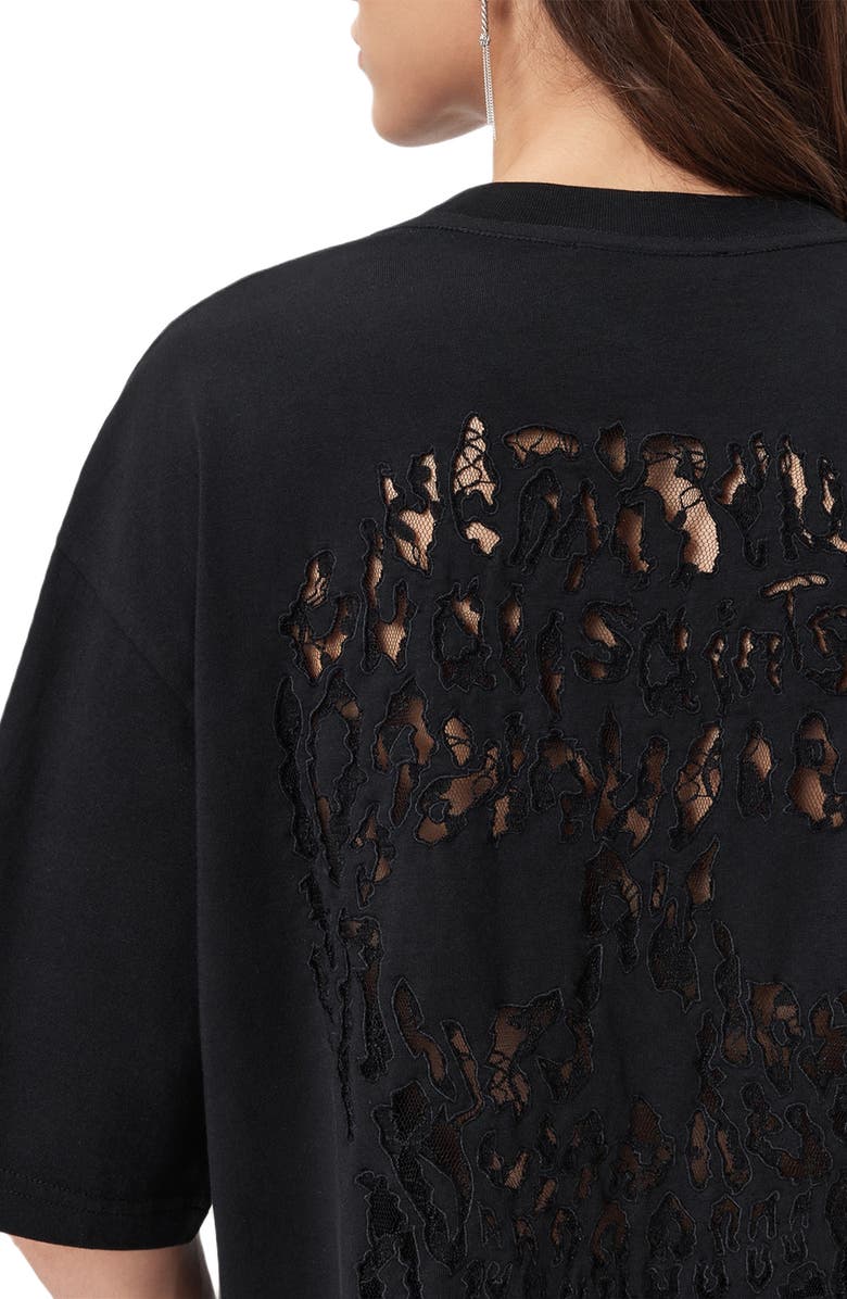 AllSaints Craneo Amelie Lace Back T-Shirt, Alternate, color, Black