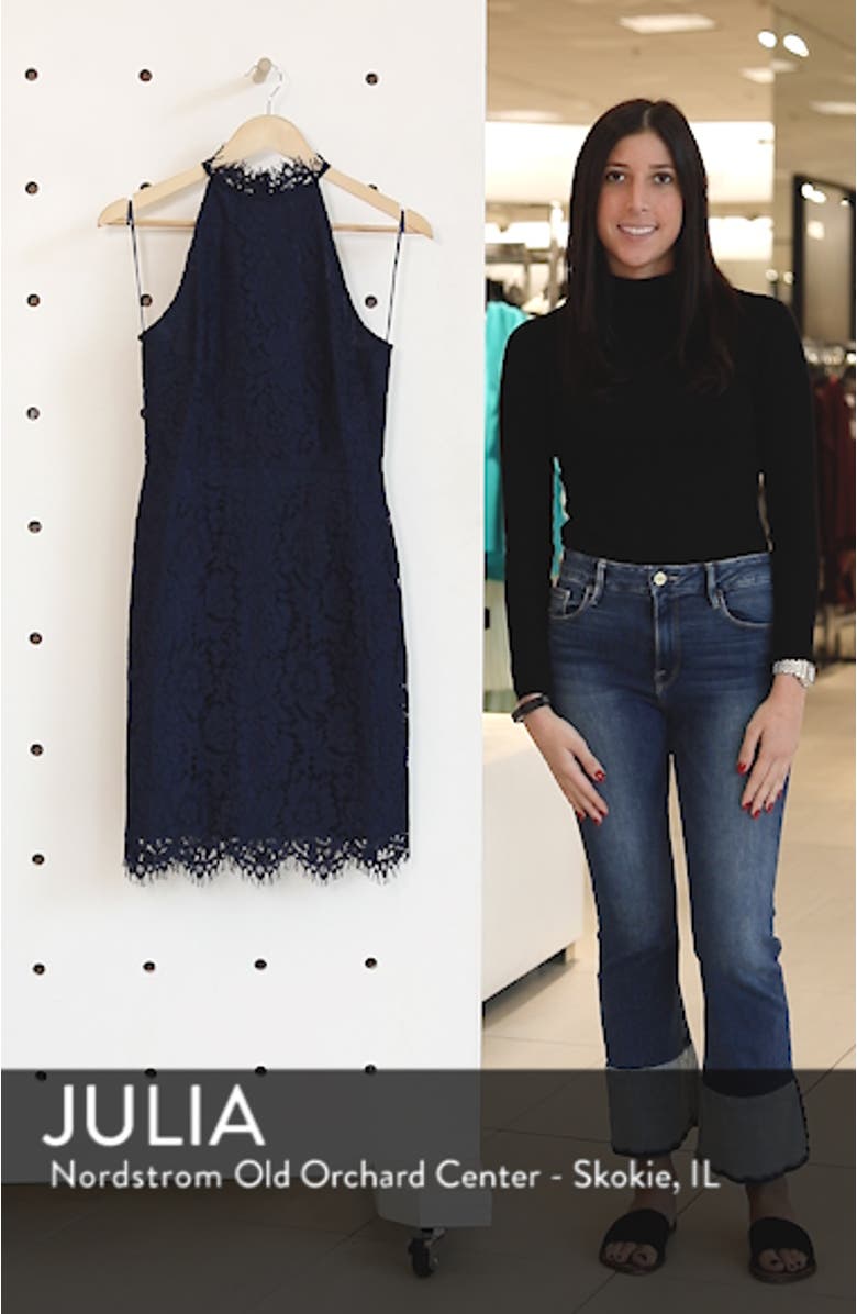 BB Dakota Cara High Neck Lace Cocktail Dress, sales video thumbnail