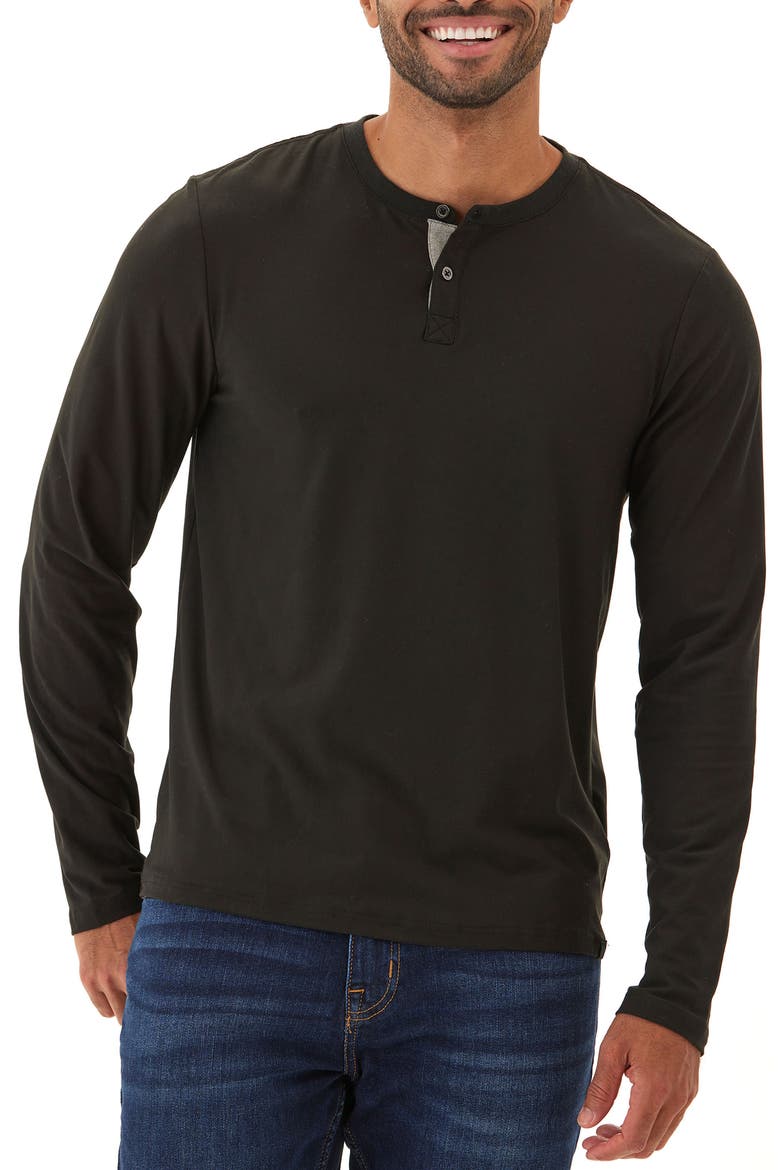 Frederick Luxe Stretch Jersey Henley, Main, color, BLACK