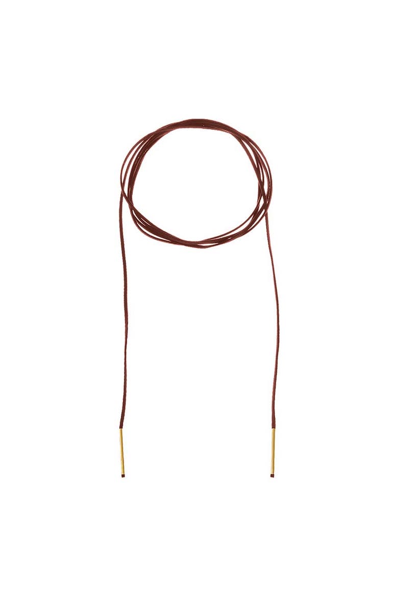 Colored Suede Long Wrap Rope Necklace, Main, color, Dark Brown