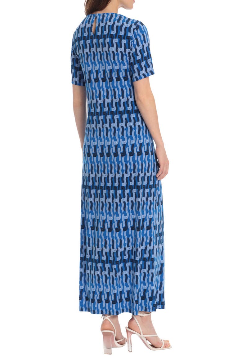 Geo Scroll Print Short Sleeve Dress, Alternate, color, ROYAL BLUE/ SOFT SKY BLUE