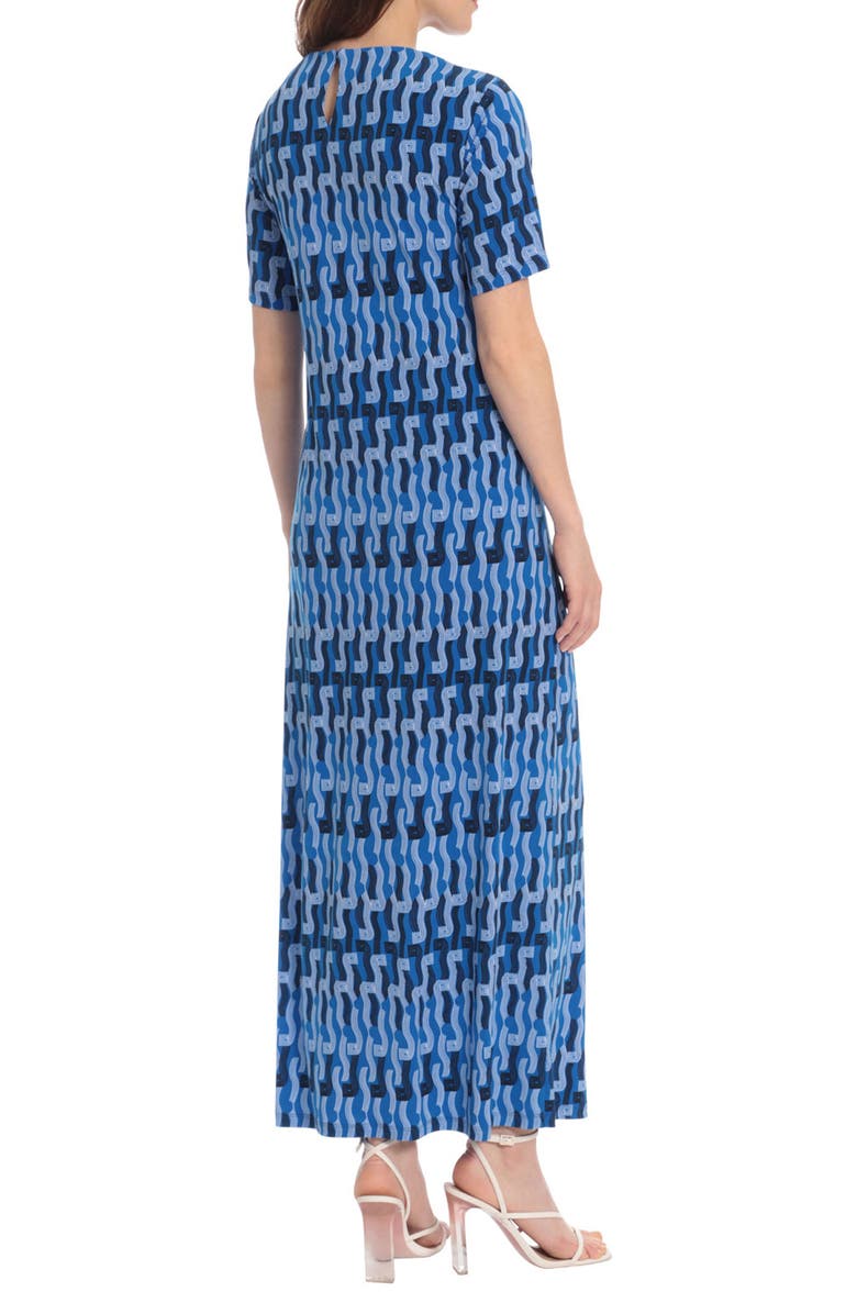 Donna Morgan Geo Scroll Print Short Sleeve Dress, Alternate, color, 