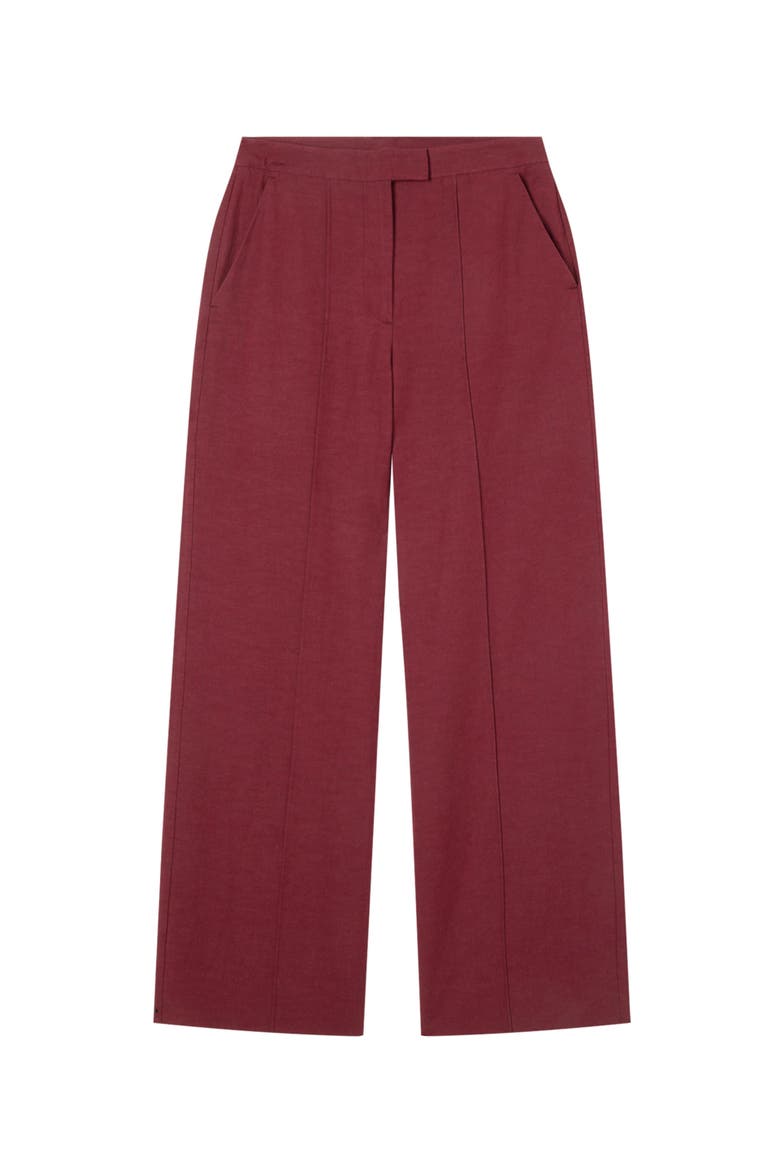 Full Length Pintuck Trouser, Alternate, color, Burgundy