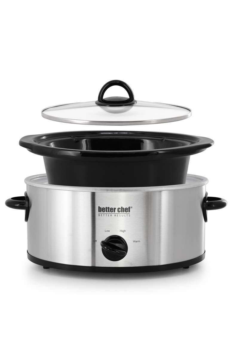 Better Chef 3 Quart Slow Cooker with Removable Stoneware Crock, Alternate, color, Silver