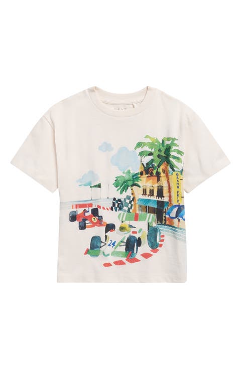 Kids' Artistic Racing Car Graphic T-Shirt