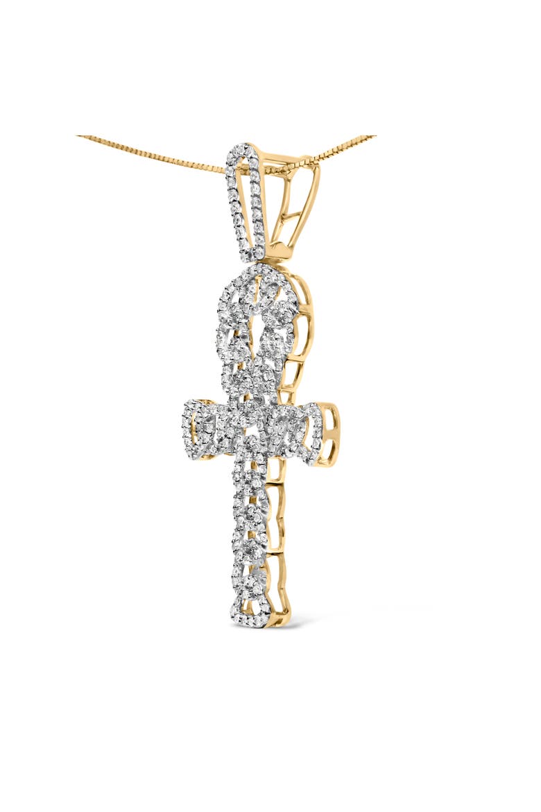 10K Yellow Gold 1.00 Cttw Ankh Cross Pendant, Alternate, color, Yellow