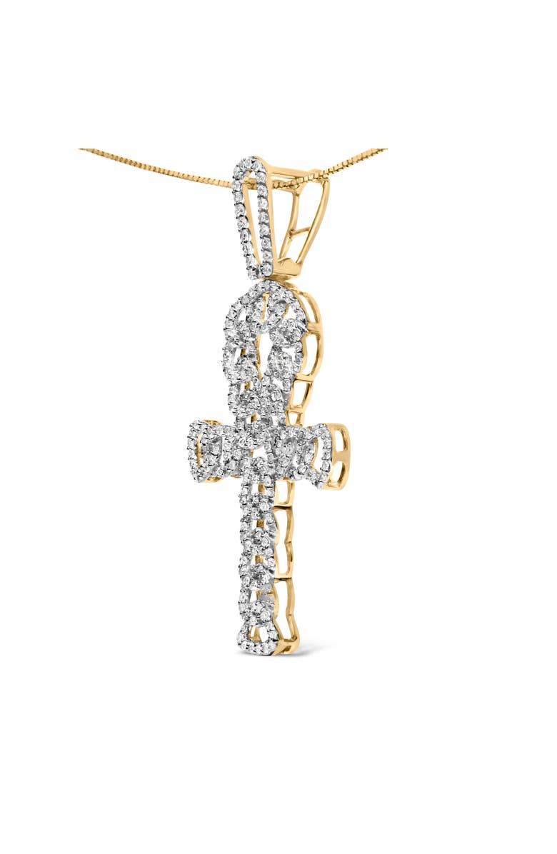 Haus of Brilliance 10K Yellow Gold 1.00 Cttw Ankh Cross Pendant, Alternate, color, Yellow