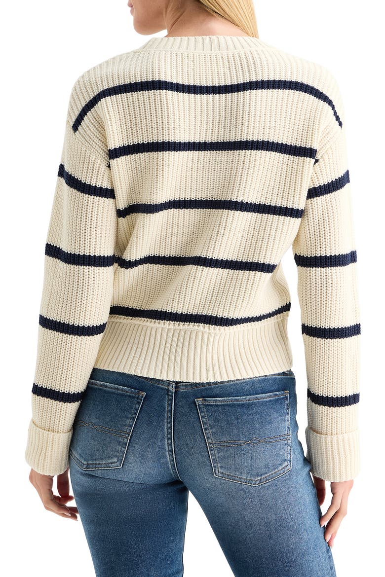 Stripe Crewneck Sweater, Alternate, color, GARDENIA