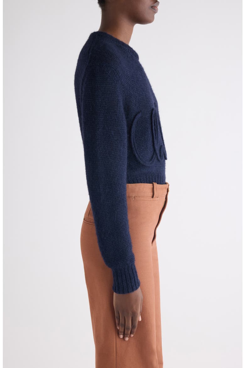 Raised Logo Alpaca & Silk Sweater, Alternate, color, NAVY