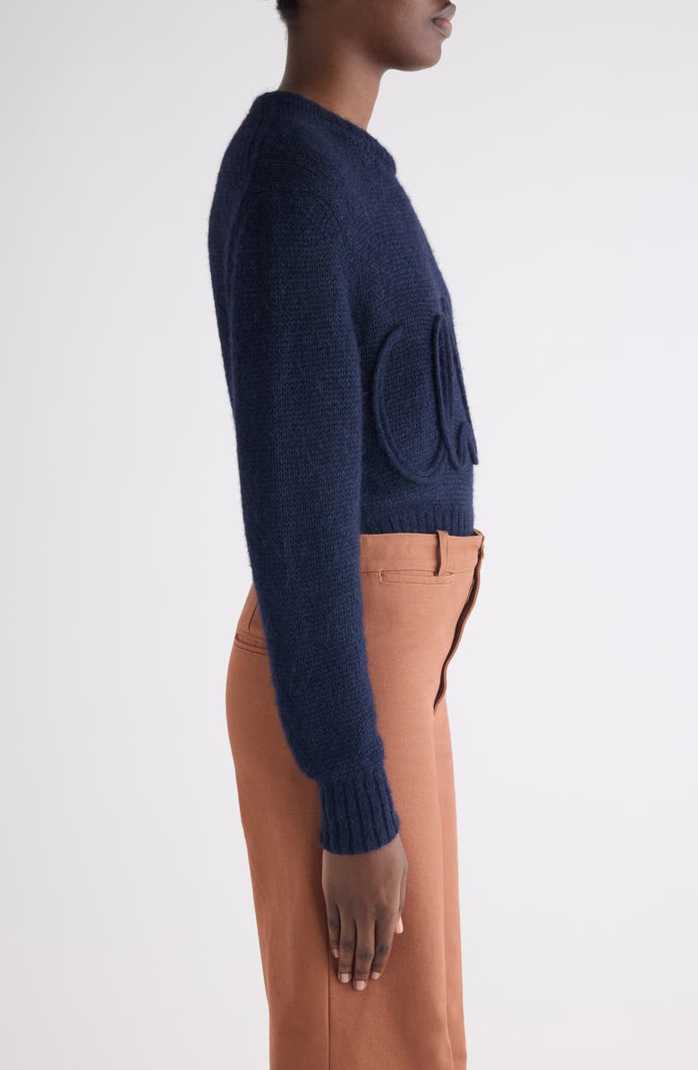 Chloé Raised Logo Alpaca & Silk Sweater, Alternate, color, Navy