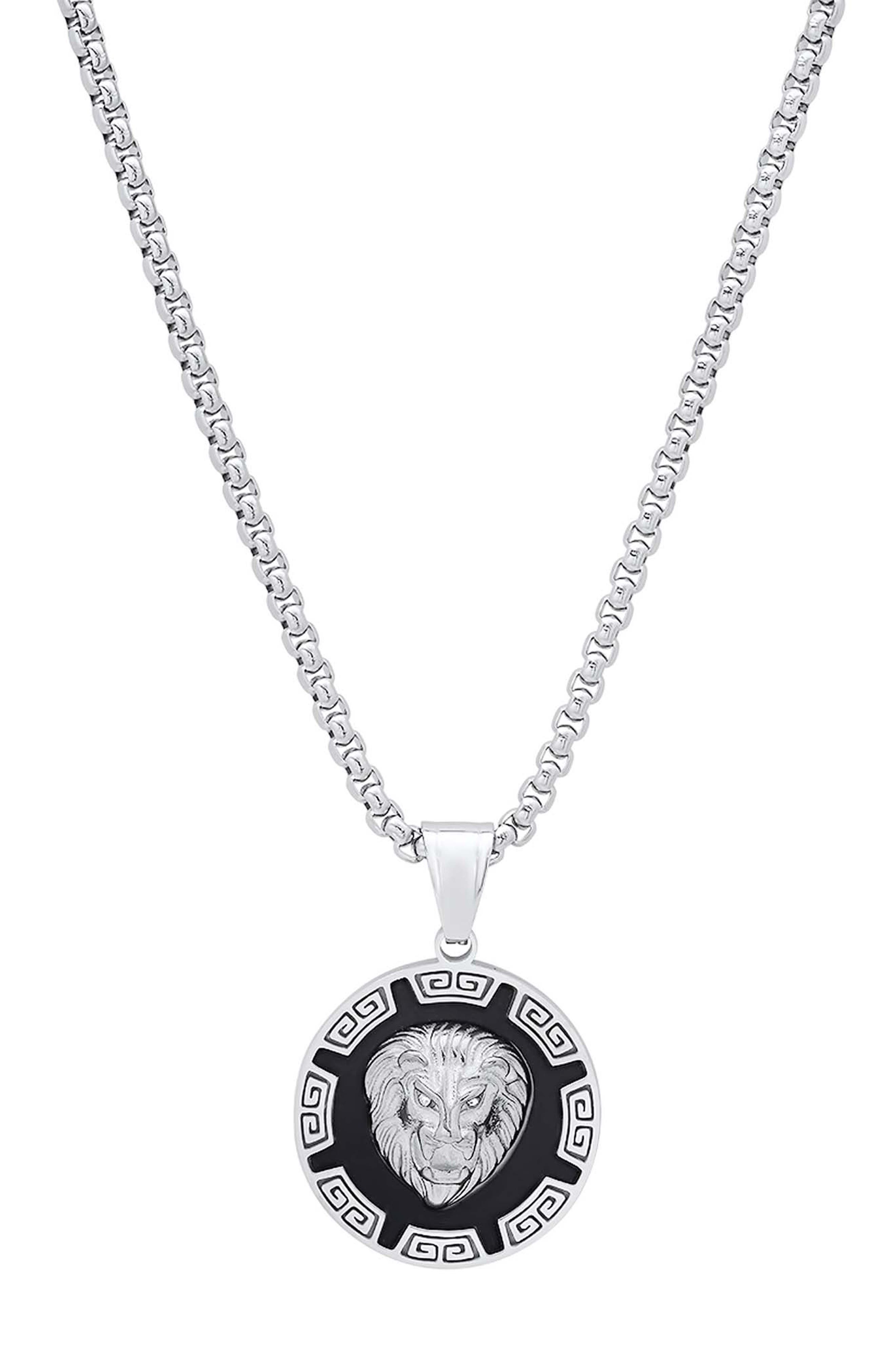 Men's Lion Medallion Pendant Necklace