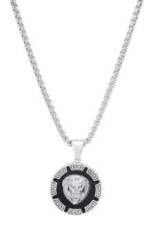 Men's Lion Medallion Pendant Necklace