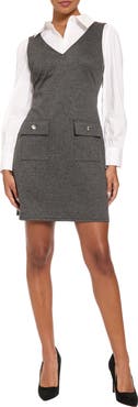 London Times Twofer Long Sleeve Shift Dress