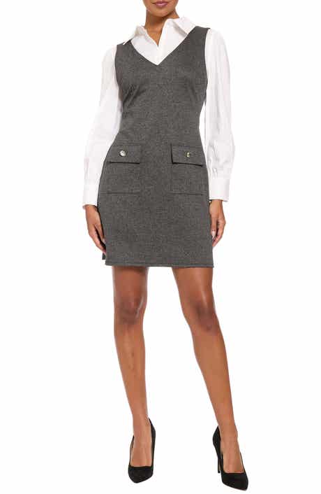 Twofer Long Sleeve Shift Dress