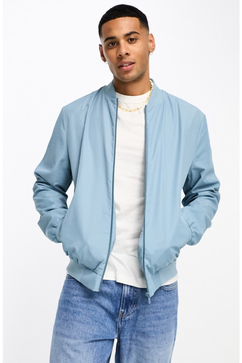 Zip Bomber Jacket, Main, color, MID BLUE
