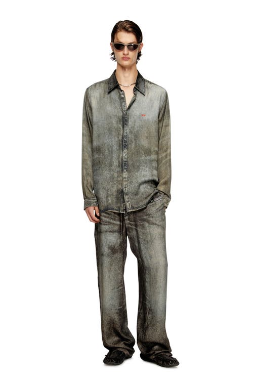 Diesel Elasticated Pants In Denim-look Viscose In Gray
