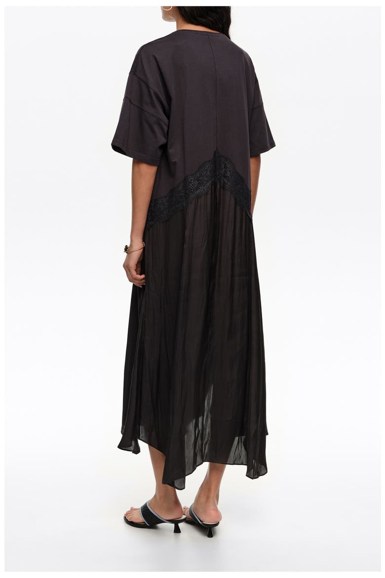 Two-Material Asymmetric Dress, Alternate, color, BLACK