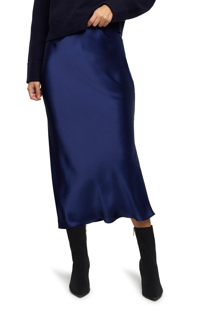 River Island Bias Cut Satin Maxi Skirt, Main, color,