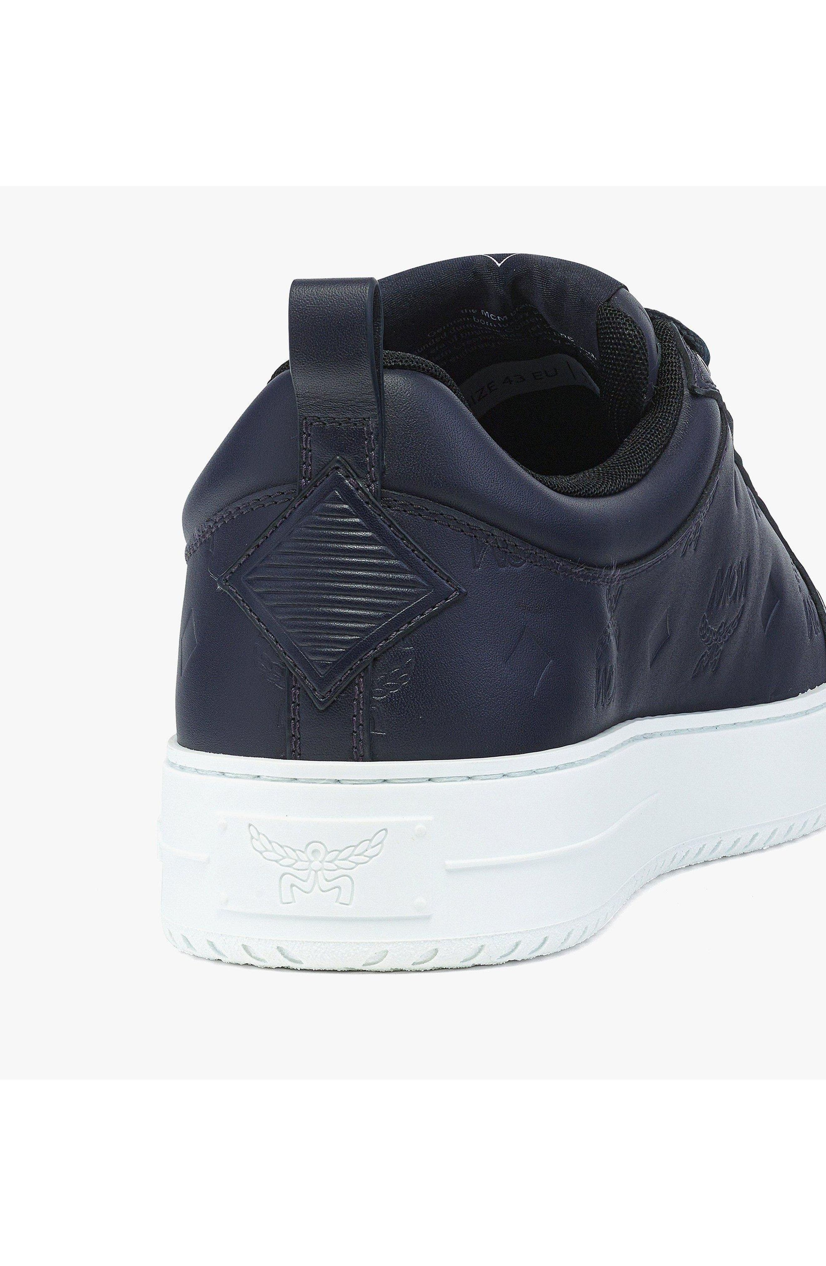 MCM Neo Terrain Sneakers in Monogram Leather, Alternate, color, Navy Blazer