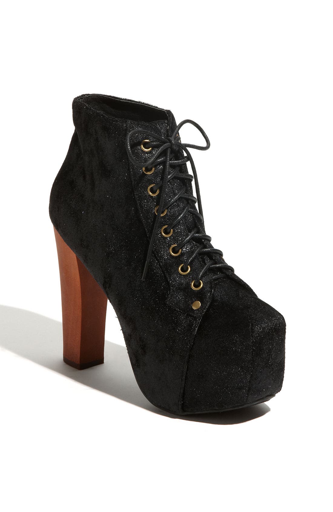 'Lita' Velvet Bootie, Main, color, BLACK GLITTER VELVET