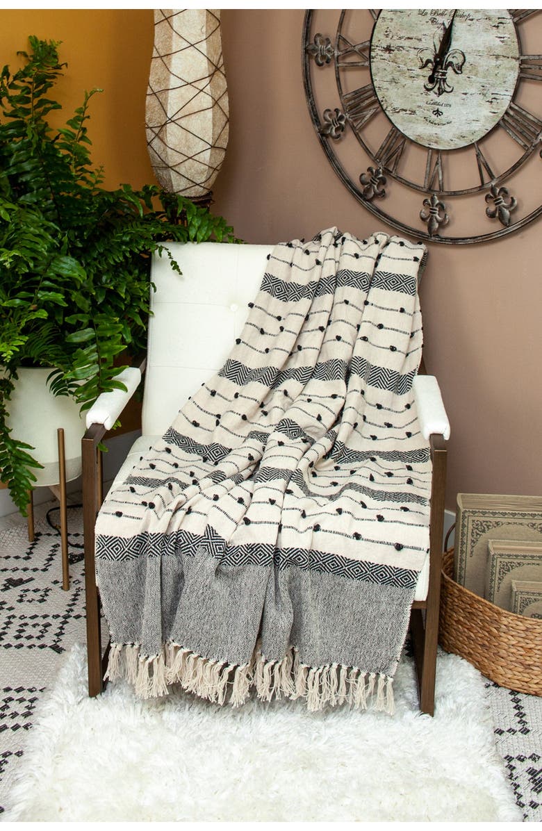 PARKLAND COLLECTION Alia Eclectic Beige 52" x 67" Woven Handloom Throw, Alternate, color, Beige