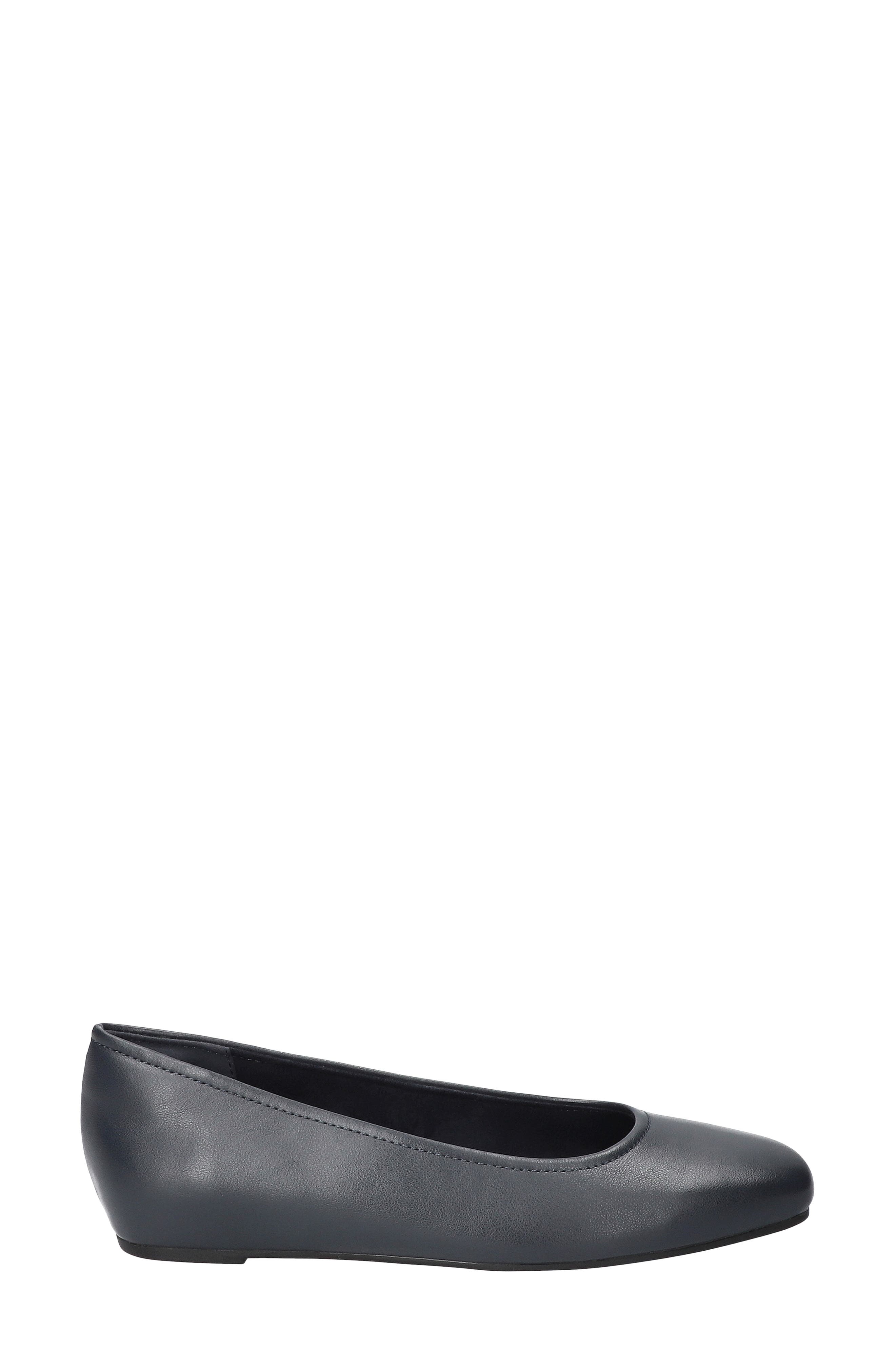 Crescent Faux Leather Skimmer Flat, Alternate, color, NAVY