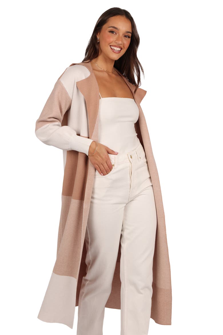 Kingston Large Check Long Cardigan, Alternate, color, BEIGE CHECK