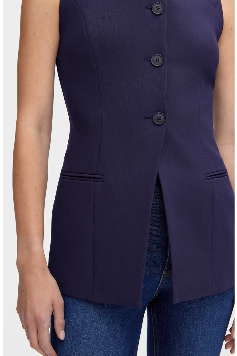 Leo Collarless Vest, Alternate, color, NAVY