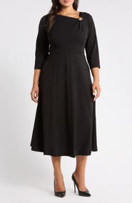 Anne Klein Shoulder Pin A-Line Midi Dress