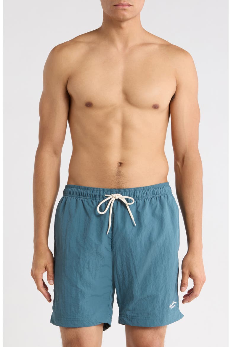 Collegiate Solid Swim Trunks, Main, color, BLUE