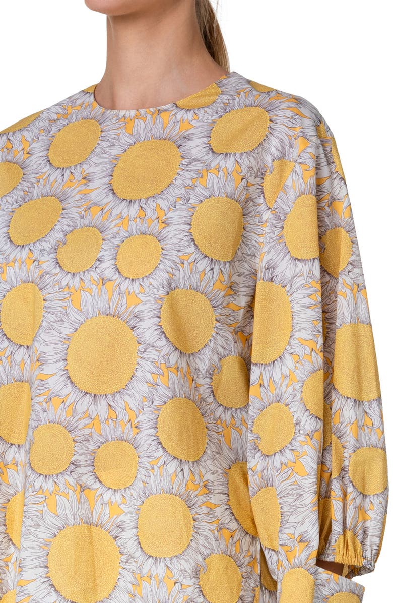 Akris punto Sunflower Print Deconstructed Cotton Poplin Top, Alternate, color, 
