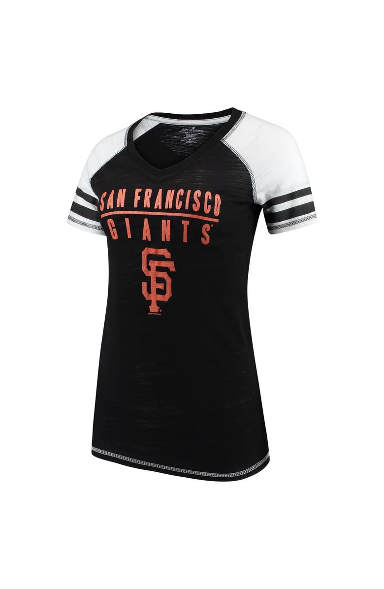 SOFT AS A GRAPE Women's Soft as a Grape Black San Francisco Giants Color Block V-Neck T-Shirt, Alternate, color,
