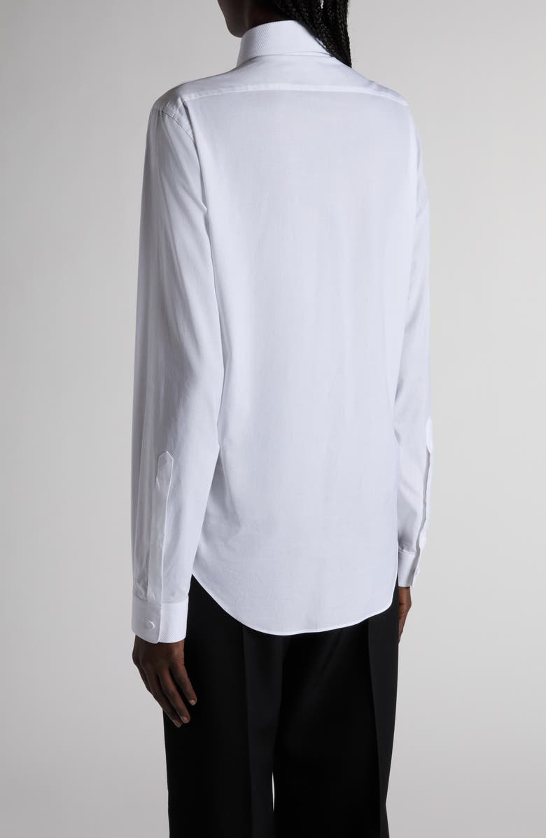 TOM FORD Pleated Bib Cotton Twill Shirt, Alternate, color, White