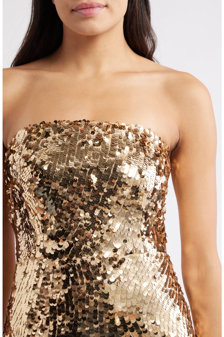 sequin strapless fit and flare dress in gold NEW JILL STUART Strapless Sequin Fit & Flare DRESS SIZE 4 $378 GOLD  NORDSTROM