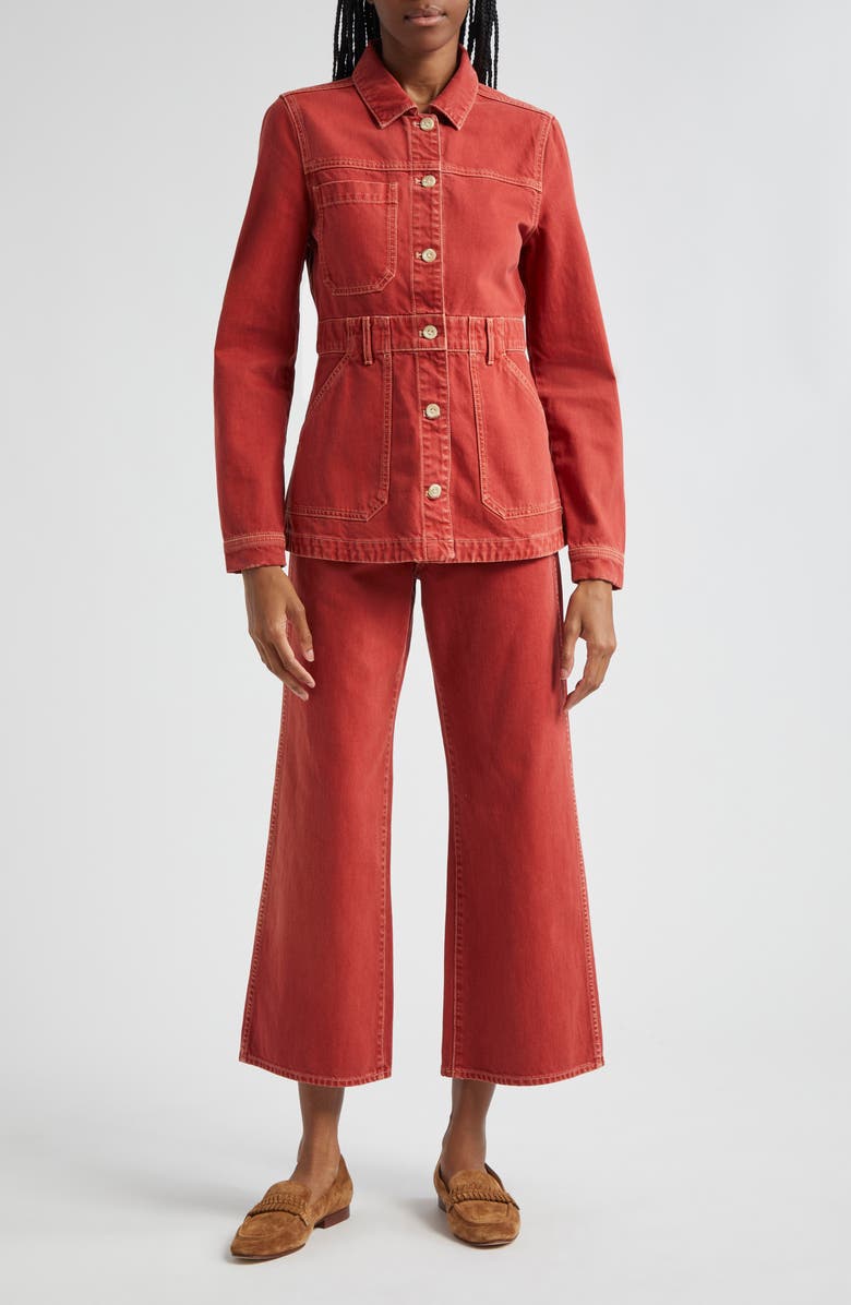 Veronica Beard Anzu Topstitch Detail Cotton Jacket, Alternate, color, 