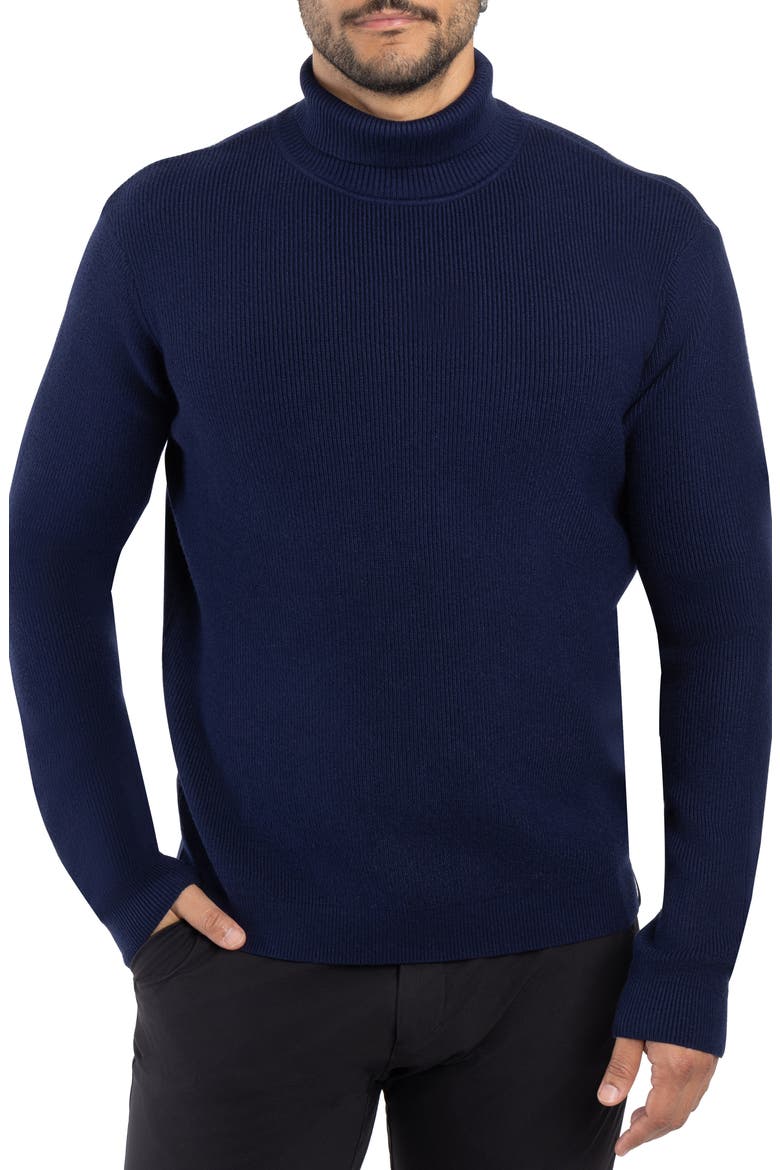 Ribbed Turtleneck Sweater, Main, color, NAVY
