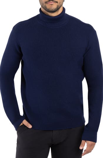 Spring + Mercer Ribbed Turtleneck Sweater In Navy
