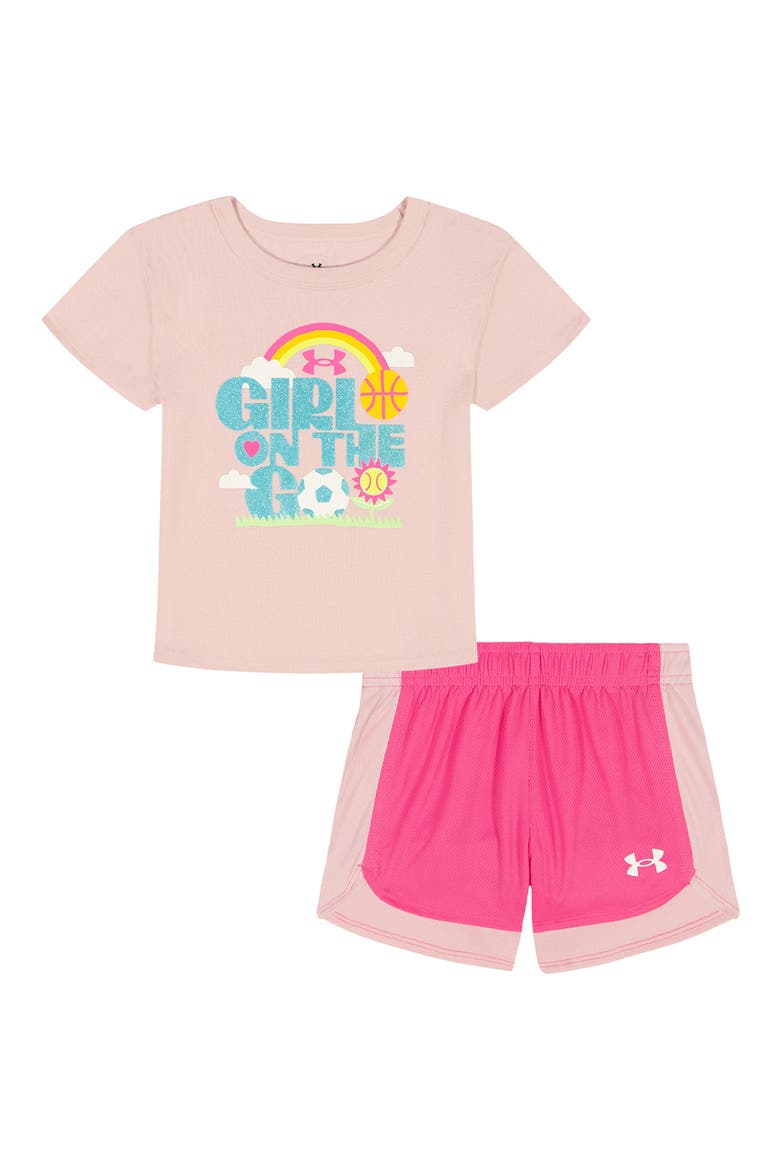 Kids' Graphic Baby Tee & Mesh Shorts Set, Main, color, PRIME PINK