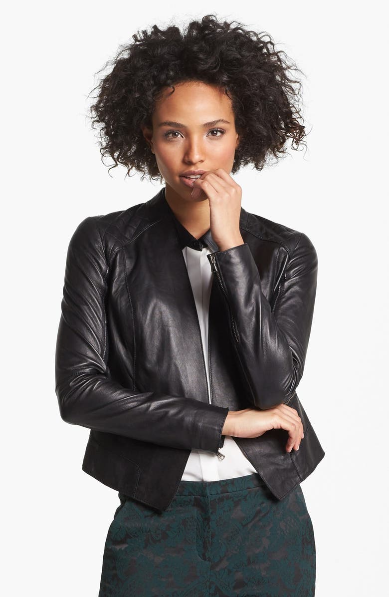 Halogen<sup>®</sup> Cutaway Leather Jacket, Alternate, color,