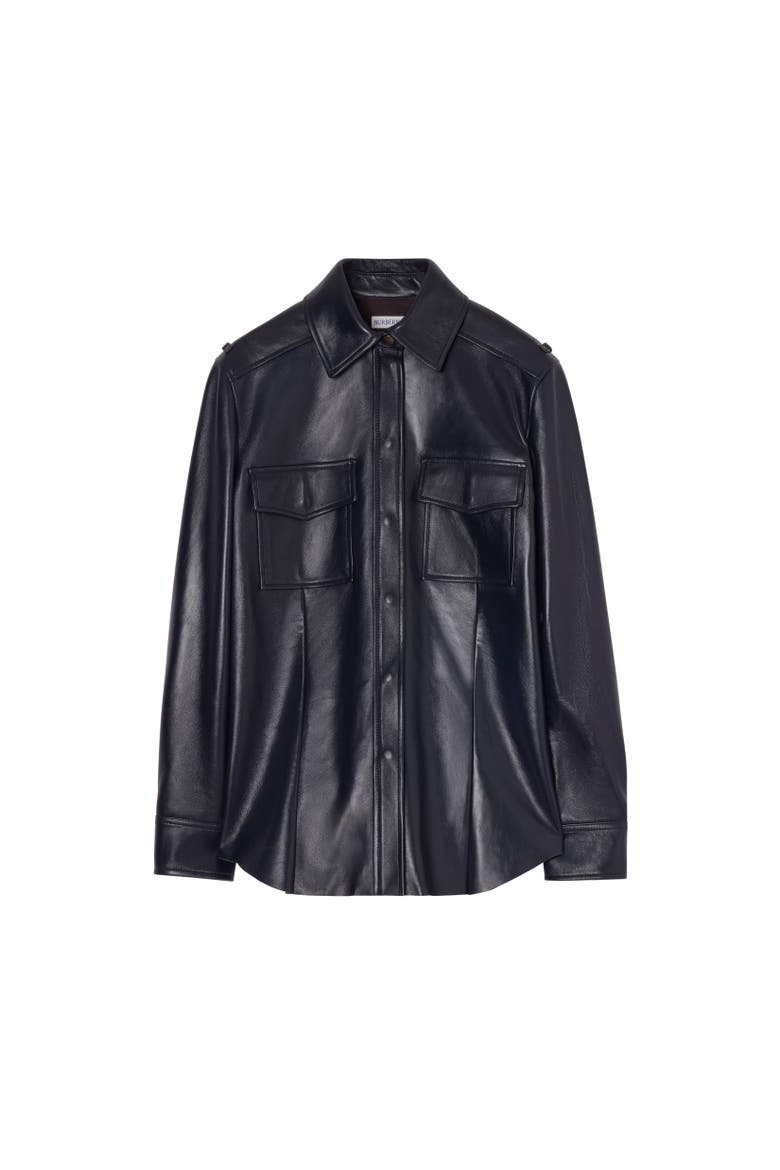 Classic Fit Leather Shirt, Alternate, color, Iris purple
